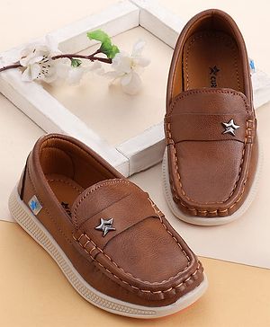 Cute Walk by Babyhug Slip On Solid Coloured Loafers - Brown