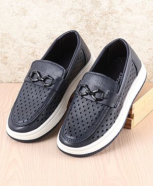Pine Kids Slip On Solid Coloured Loafers - Navy Blue