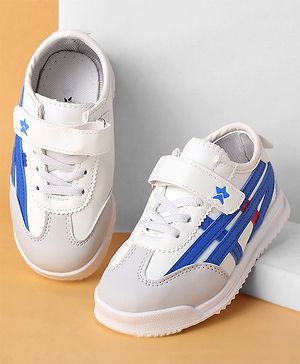 Cute Walk by Babyhug Velcro Closure Sneakers with Stripes - White