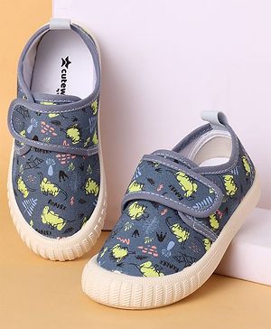 Cute Walk by Babyhug Velcro Closure Dino Printed Casual Shoes - Blue