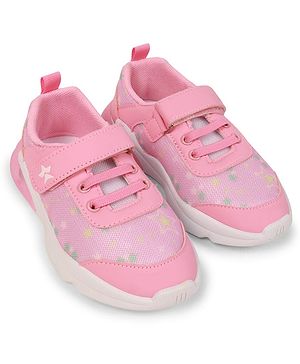 Cute Walk by Babyhug Velcro Closure Sneaker Shoes With Star Print - Pink