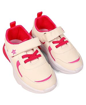 Cute Walk by Babyhug Sneaker Shoes with Velcro Closure - Dark Pink & White