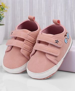 Cute Walk by Babyhug Velcro Closure Booties With Bee Embroidery - Pink