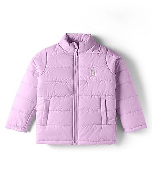 Pine Kids Woven Full Sleeves Solid Padded Jacket - Purple