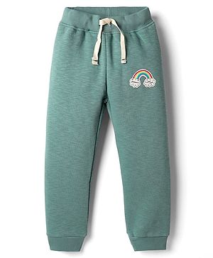 Ollypop Fleece Knit Full Length Joggers with Rainbow Print - Mint