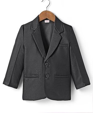 Babyhug Woven Full Sleeves Solid Coloured Blazer - Black