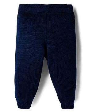 Babyhug Full Length Solid Color Fleece Pant - Navy Blue