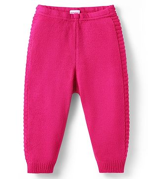 Babyhug Sweater Knit Full Length Woollen Solid Colour Bottom - Dark Pink