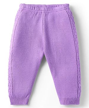 Babyhug Sweater Knit Full Length Woollen Solid Colour Bottom - Lavender