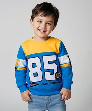 Babyhug Cotton Knit Full Sleeves Sweatshirt With Embroidery - Blue