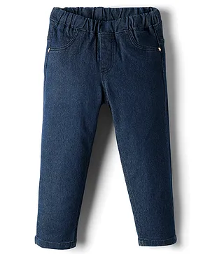 Babyhug Cotton Denim Washed Jeggings
                              With Stretch - Navy Blue