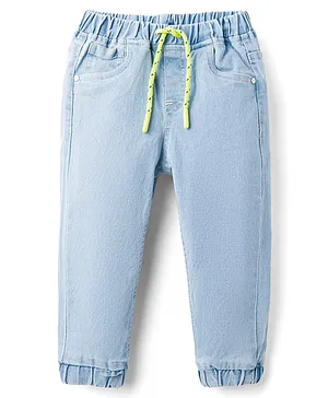 Babyhug Denim Full Length Washed
                              Joggers with Stretch - Light Blue
