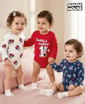 Babyhug Disney Inyterlock Knit Full
                              Sleeve Onesies with Minnie Mouse Graphics
                              Pack of 3 - Red White & Blue