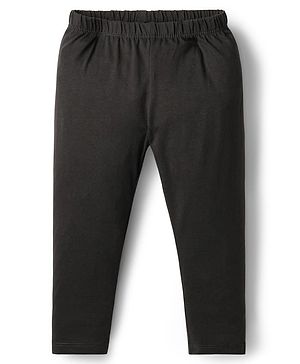 Babyhug Single Jersey Knit Full Length Solid Coloured Leggings - Black