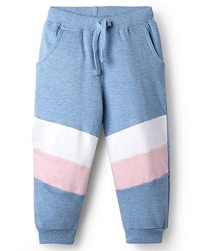 Babyhug Terry Cotton Knit Full Length Cut & Sew Lounge Pant - Light Blue