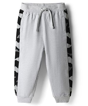 Babyhug Terry Cotton Knit Full Length Cut & Sew Lounge Pant With Camouflage Print- Grey