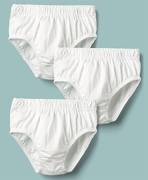 Kookie Kids Cotton Spandex Knit Solid Color Briefs Pack of 3 - White