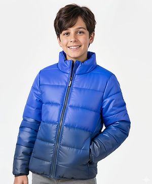 Pine Kids Woven Full Sleeves Padded Jacket with Ombre Print - Blue