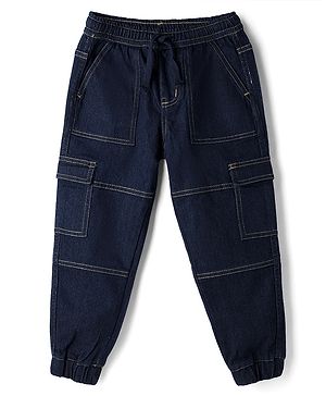 Pine Kids Denim Woven Full Length Washed Jeans - Navy Blue