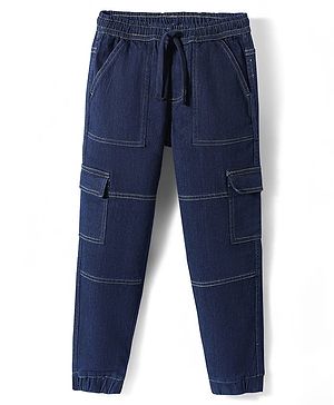 Pine Kids Denim Woven Full Length Washed Jeans - Navy Blue