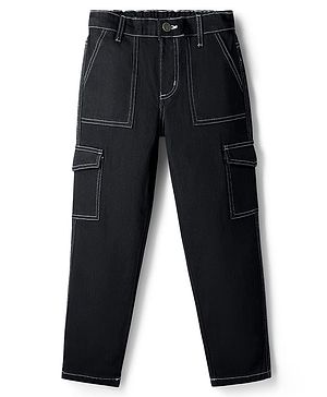 Pine Kids Denim Woven Full Length Washed Jeans - Black