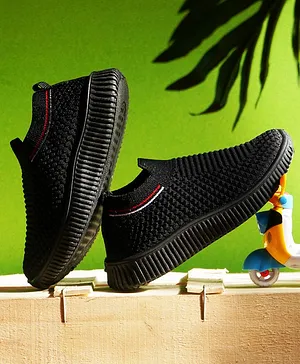 KATS Mesh Detailed Slip On Shoes - Black