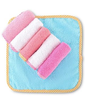 Babyhug Cotton Terry Knit Solid Color Wash Cloths Pack of 6 L 23.5 x B 23 cm - Multicolour