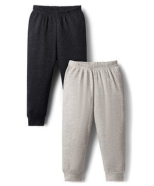 Babyhug Knit Full Length Solid Color Thermal Inner Wear Legging Pack of 2 - Charcoal Grey & Light Grey