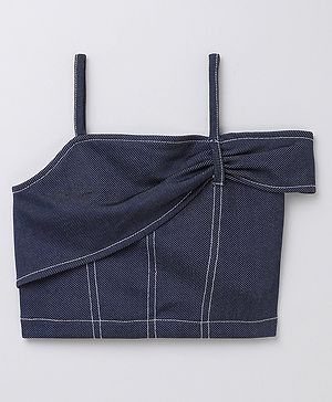Taffykids Knit Sleeveless Threadwork Detailed Crop Top - Blue
