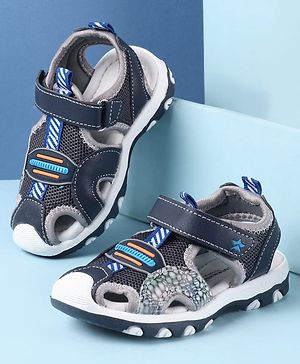 Cute Walk by Babyhug Velcro Closure PU Sandal - Navy Blue