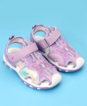 Cute Walk by Babyhug Velcro Closure Sandal with Butterfly Applique - Purple
