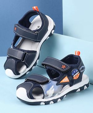 Cute Walk by Babyhug Velcro Closure PU Sandal with Sport Patch - Blue