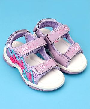 Cute Walk by Babyhug Sandals with Velcro Closure & Floral Print - Light Purple