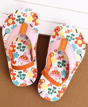 Cute Walk by Babyhug Flip Flops With Teddy Bear Print & Back Strap Closure - Pink