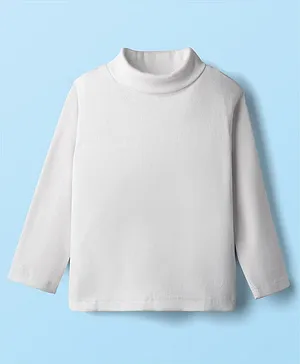 Babyhug Cotton Knit Full Sleeves Turtle Neck Winter T-Shirt - White