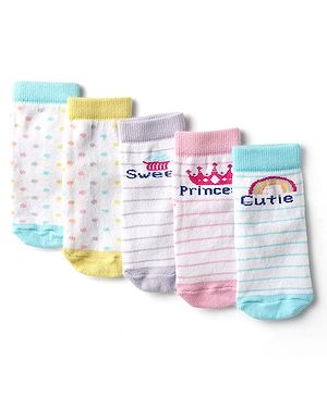 Cute Walk by Babyhug Knit Ankle Length Anti-bacterial Sock with Stripe Design Pack of 5 - Multicolor