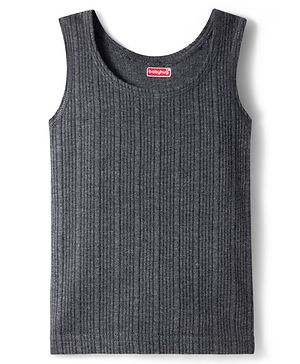 Babyhug Knit Sleeveless Solid Color Thermal Inner Wear Vest - Grey