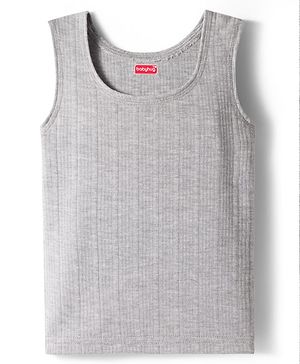 Babyhug Knit Sleeveless Solid Color Thermal Inner Wear Vest -  Light Grey