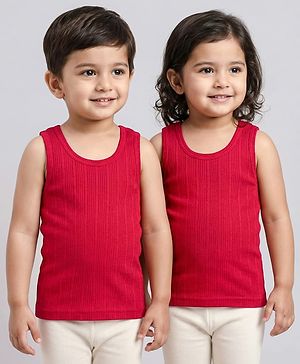 Babyhug Knit Sleeveless Solid Thermal Vest - Red