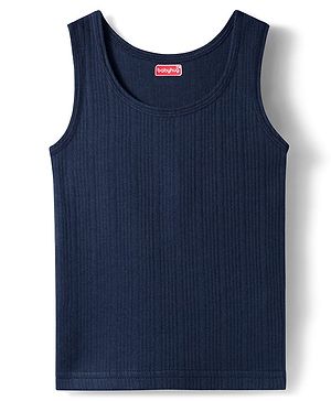 Babyhug Knit Sleeveless Solid Thermal Vest - Navy Blue