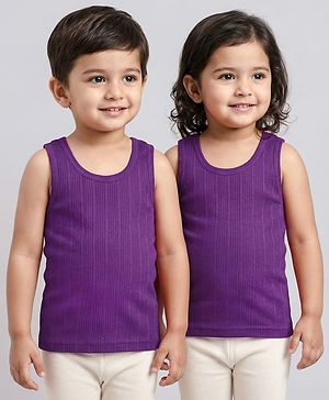 Babyhug Knit Sleeveless Solid Thermal Vest - Purple