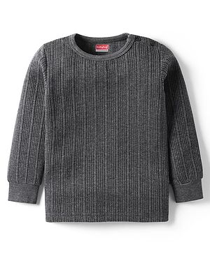 Babyhug Full Sleeves Solid Color Thermal Vest - Grey
