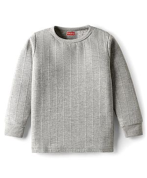 Babyhug Full Sleeves Solid Color Thermal Vest - Light Grey