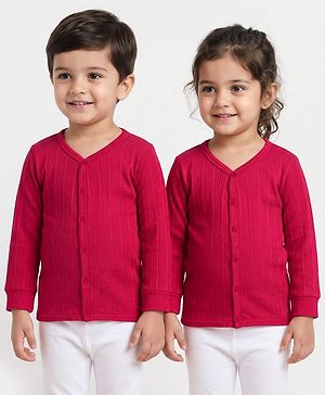 Babyhug Cotton Knit Full Sleeves Solid Colour Thermal Vest - Red