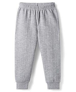 Babyhug Knit Full Length Solid Color Thermal Pant - Light Grey