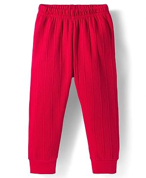 Babyhug Cotton Knit Full Length Thermal Wear Solid Colour Legging - Red