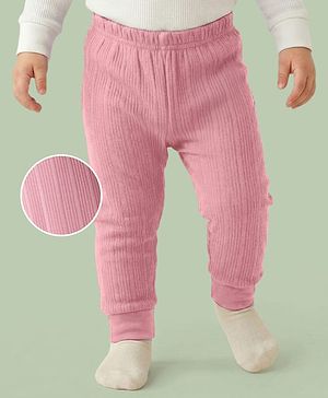 Babyhug Knit Full Length Solid Color Thermal Inner Wear Legging - Pink