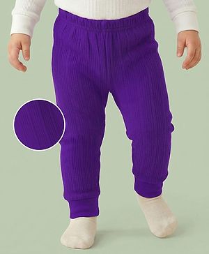 Babyhug Knit Full Length Solid Color Thermal Pants - Purple