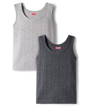 Babyhug Knit Sleeveless Solid Color Thermal Inner Vests Pack Of 2 -  Grey & Light Grey