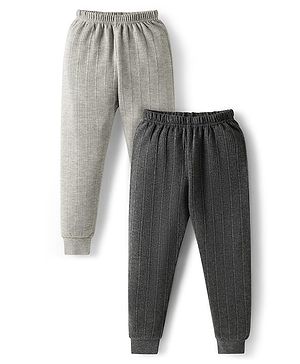 Babyhug Knit Full Length Solid Thermal Wear Leggings Pack of 2 - Dark Grey & Light Grey